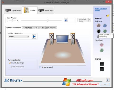 Στιγμιότυπο οθόνης Realtek HD Audio Windows 7