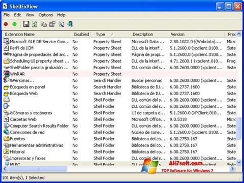 Στιγμιότυπο οθόνης ShellExView Windows 7