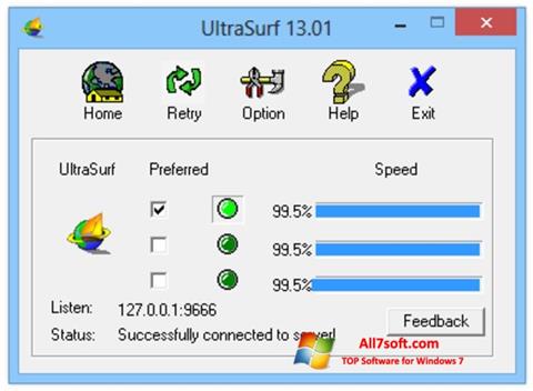 Στιγμιότυπο οθόνης UltraSurf Windows 7