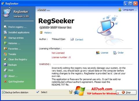 Στιγμιότυπο οθόνης RegSeeker Windows 7