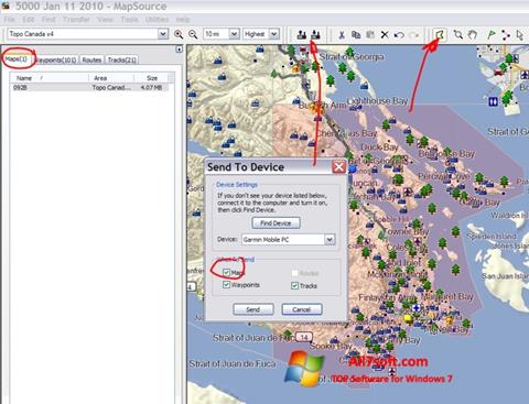 Στιγμιότυπο οθόνης MapSource Windows 7