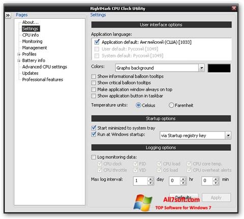 Στιγμιότυπο οθόνης RMClock Windows 7
