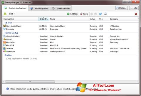 Στιγμιότυπο οθόνης Startup Delayer Windows 7