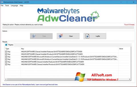 Στιγμιότυπο οθόνης AdwCleaner Windows 7