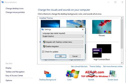 Στιγμιότυπο οθόνης Personalization Panel Windows 7