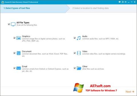 Στιγμιότυπο οθόνης EaseUS Data Recovery Wizard Windows 7