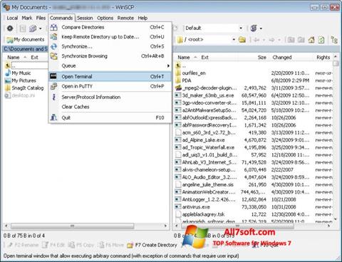 Στιγμιότυπο οθόνης WinSCP Windows 7
