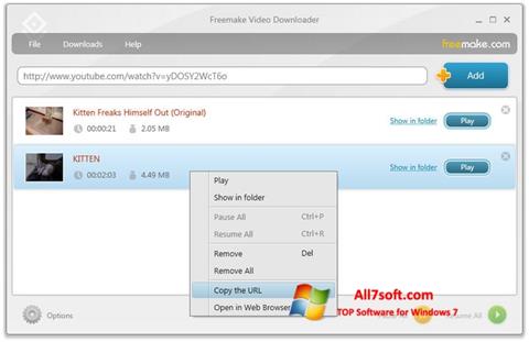 Στιγμιότυπο οθόνης Freemake Video Downloader Windows 7