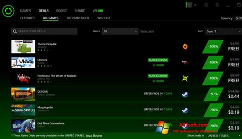 Στιγμιότυπο οθόνης Razer Cortex Windows 7